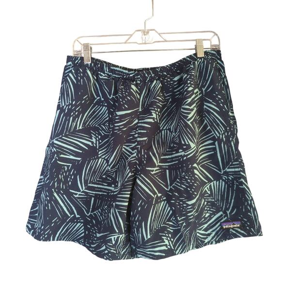 Patagonia Swim Shorts Mens L Blue Fern Baggies Lined Pockets Drawstring - Picture 1 of 10